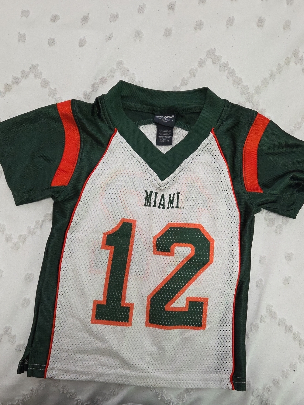 Pro Edge Kids Miami Football Jersey - Green/White with Orange Trim